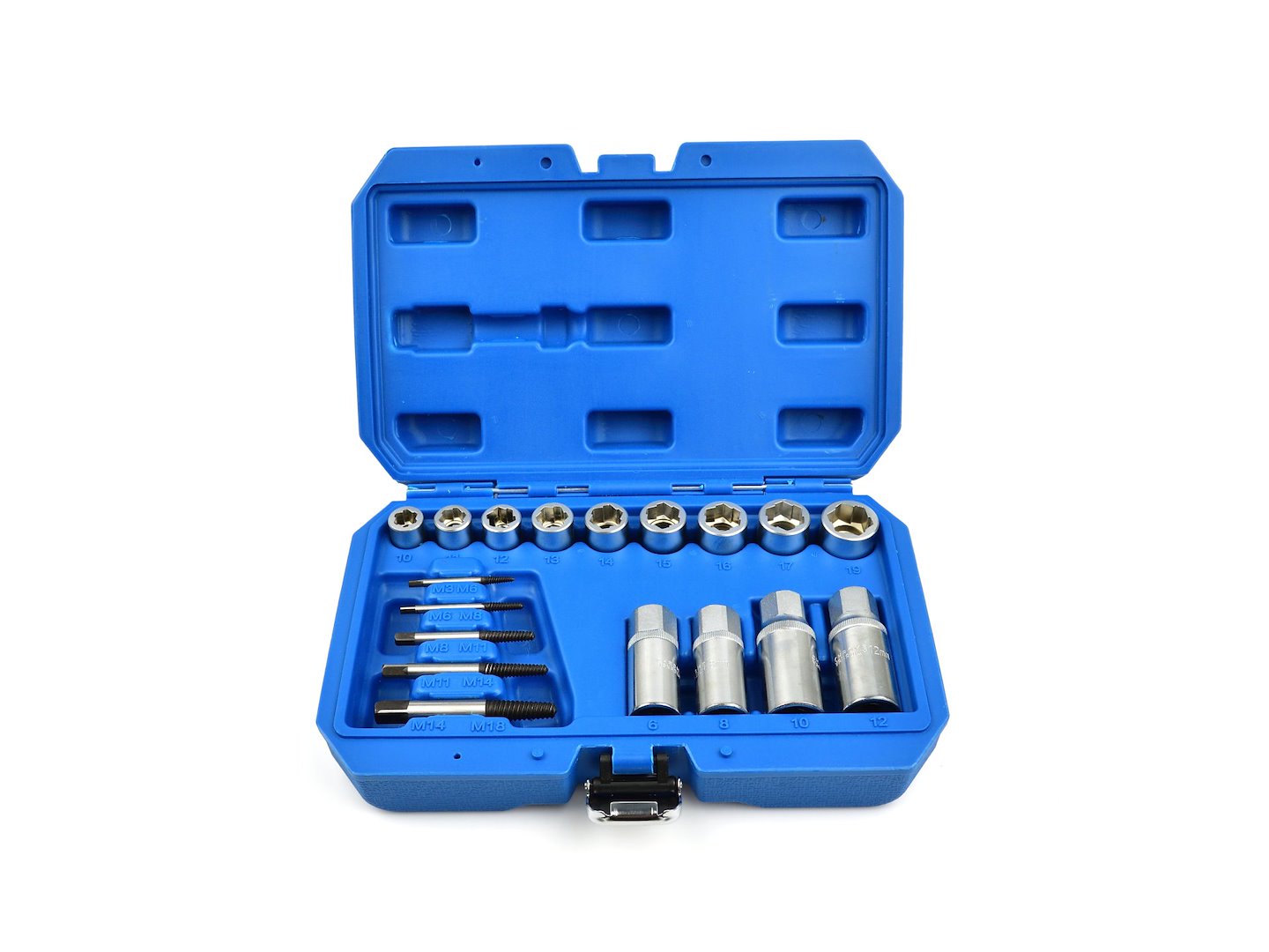 DUGÓKULCS KÉSZLET 3/8" ÉS 1/2", 6–19 MM, M3–M18, CR-V 18 DB GEKO