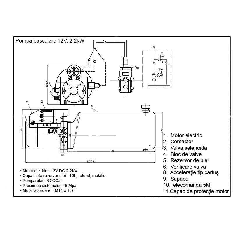 BILLENŐSZIVATTYÚ 12V, 2,2KW 150 BAR, 10L FÉMTARTÁLLYAL ÉS TÁVIRÁNYÍTÓVAL AUTOSPEED