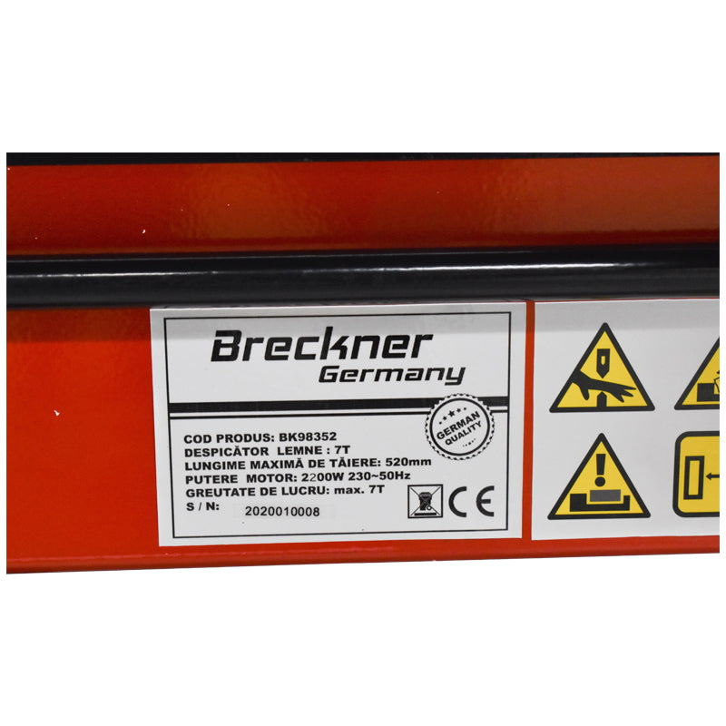 Vízszintes rönkhasító, 7 tonnás, 230 V, 2,2 kW, védelemmel, Breckner Germany