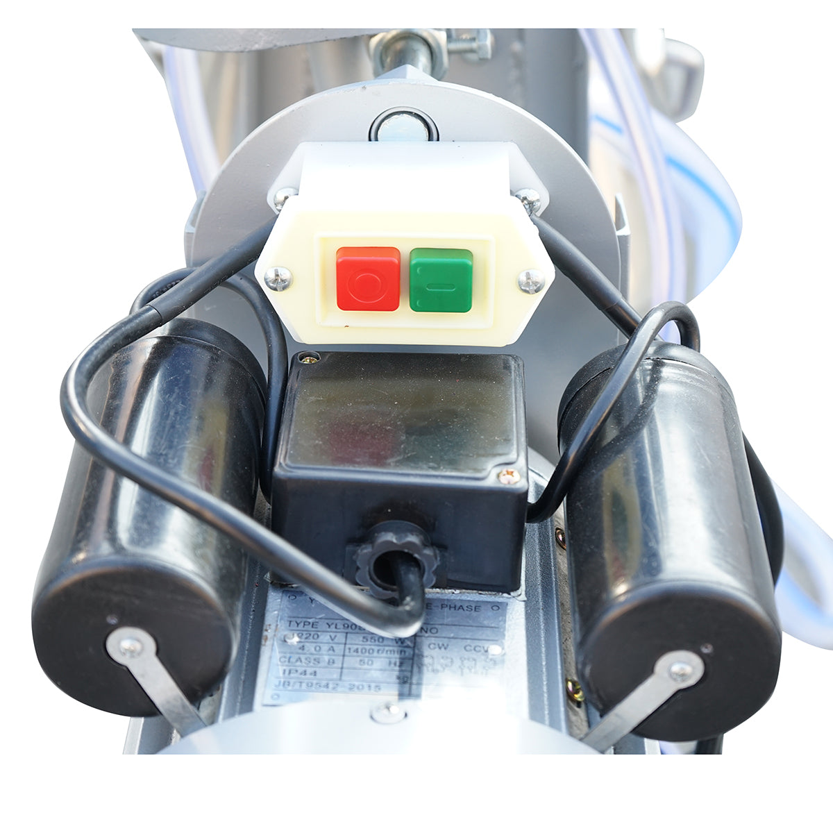 Tehénfejő gép, 1 állásos, 550 W, 25 literes rozsdamentes acél tartállyal, fejőegység 4 fejőpohárral, vákuumnyomás 45–50 kPa, pulzálás 60–80 ciklus/perc