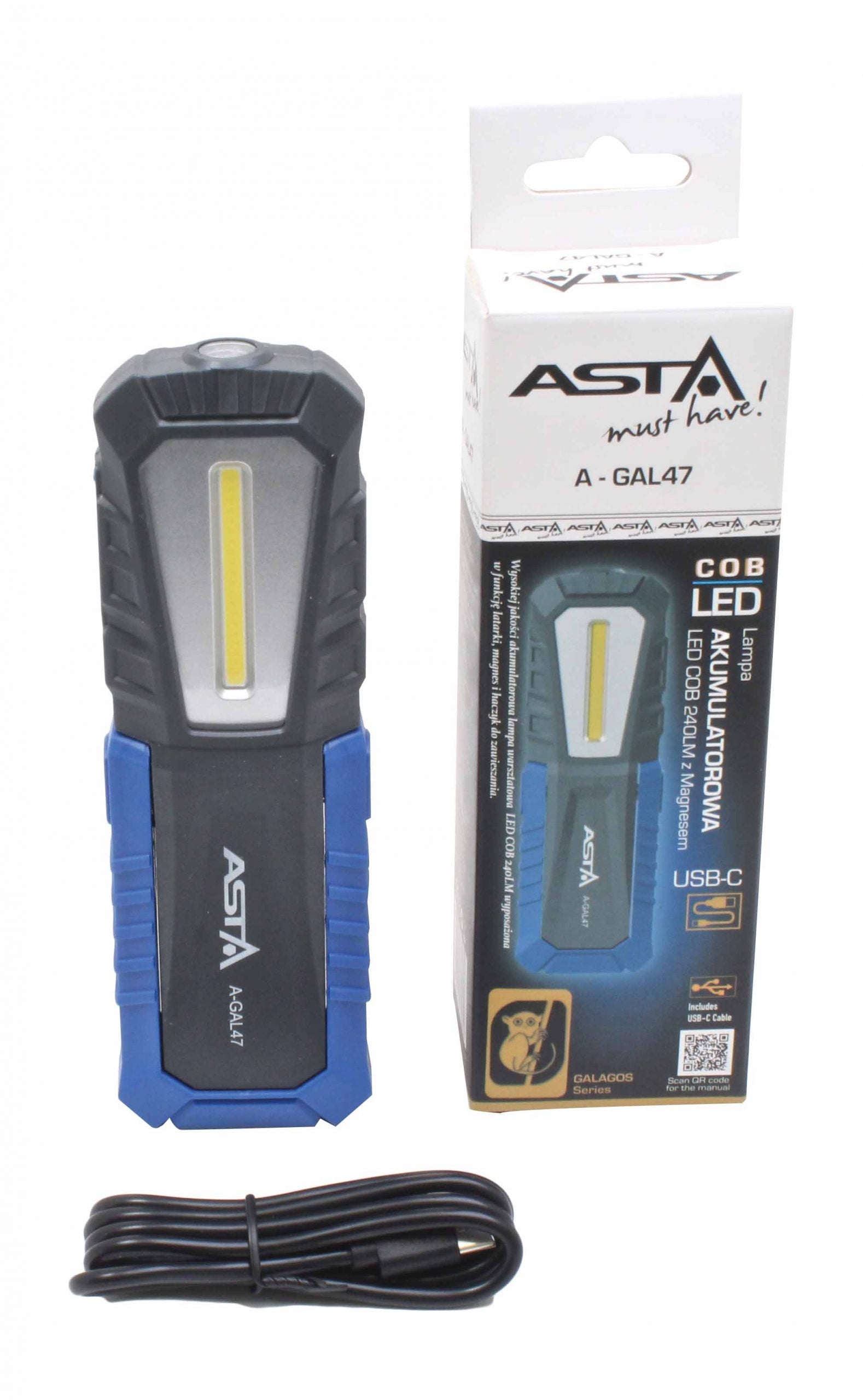 COB LED LÁMPA AKKUMULÁTORRAL 240 LUMEN ASTA