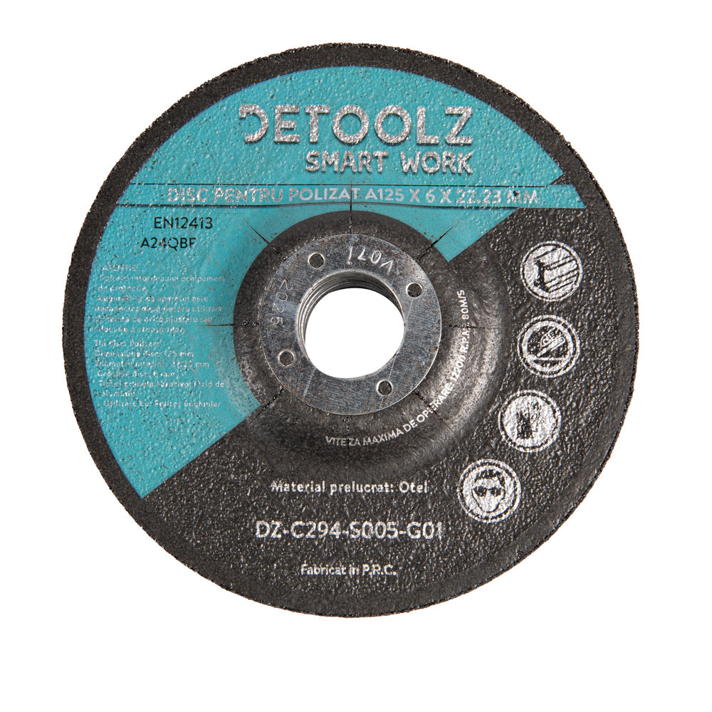 5 db csiszoló korong 125*22.2mm átmérő 6mm DETOOLZ