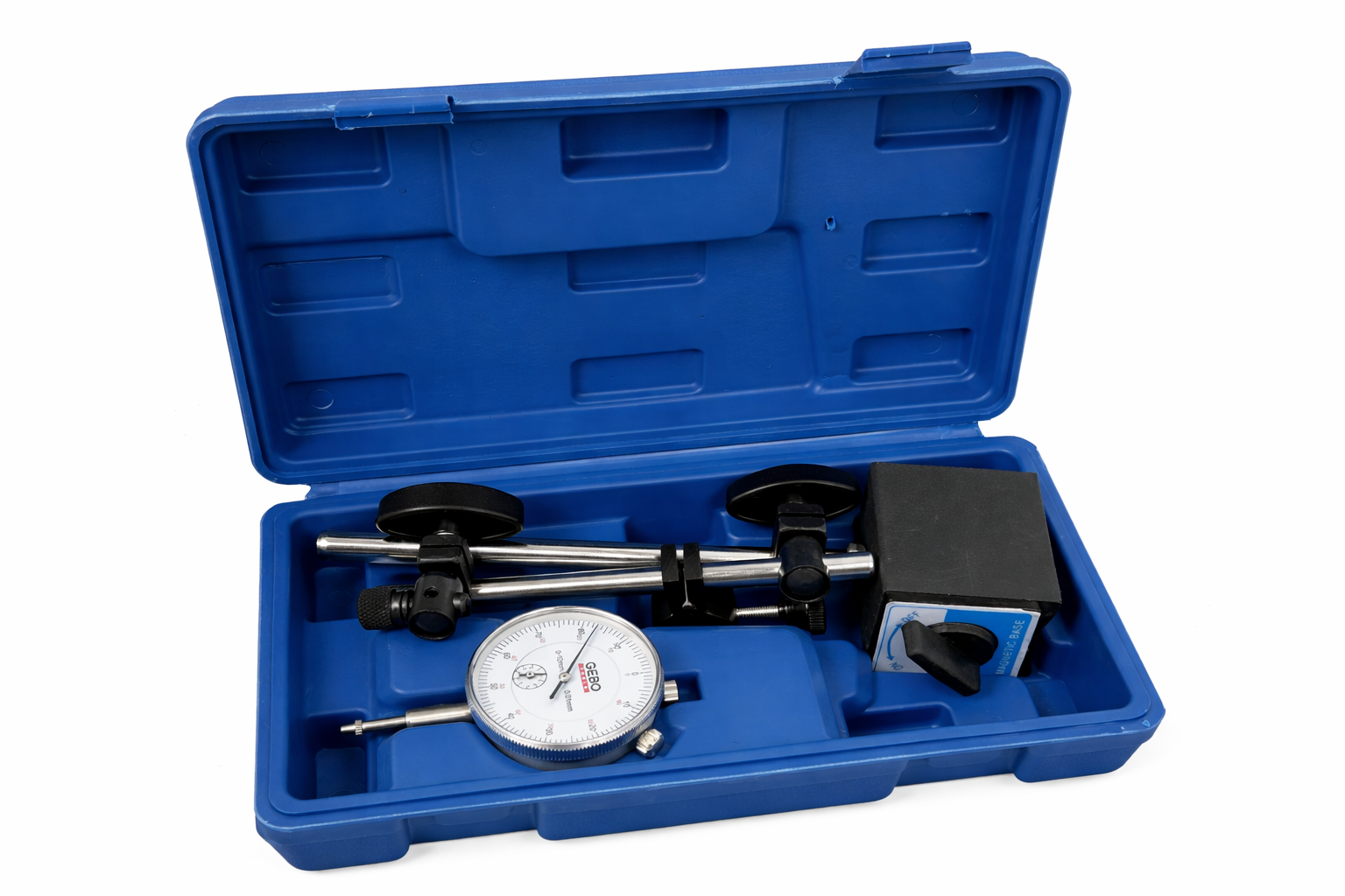 INDIKÁTOR ÓRA MÁGNESES ÁLLVÁNNYAL 0-10MM GEBO TOOLS