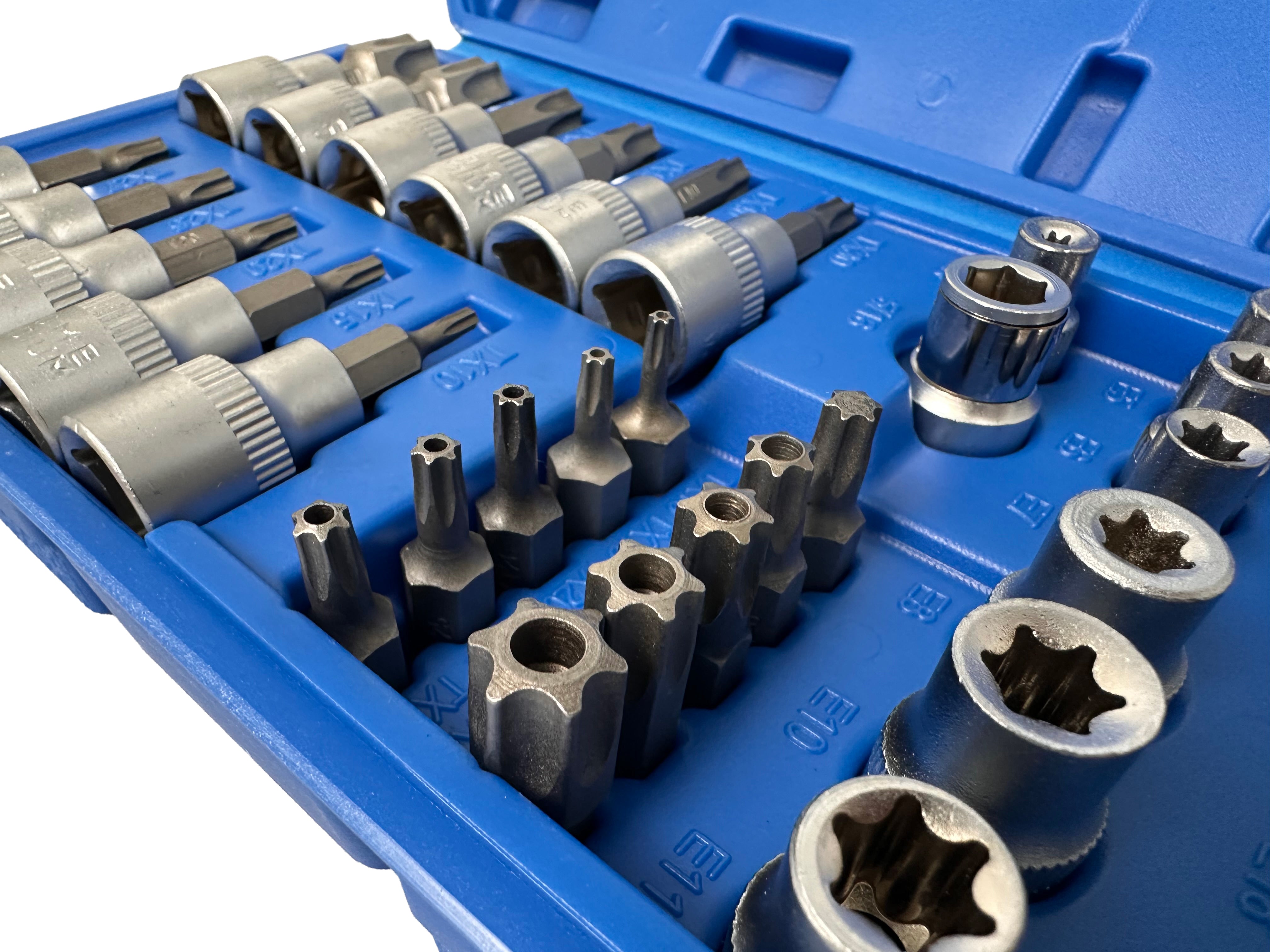 DUGÓKULCS KÉSZLET E-PROFIL TORX 3/8" 34 DB T10-T60 E4-E20 GEBO TOOLS