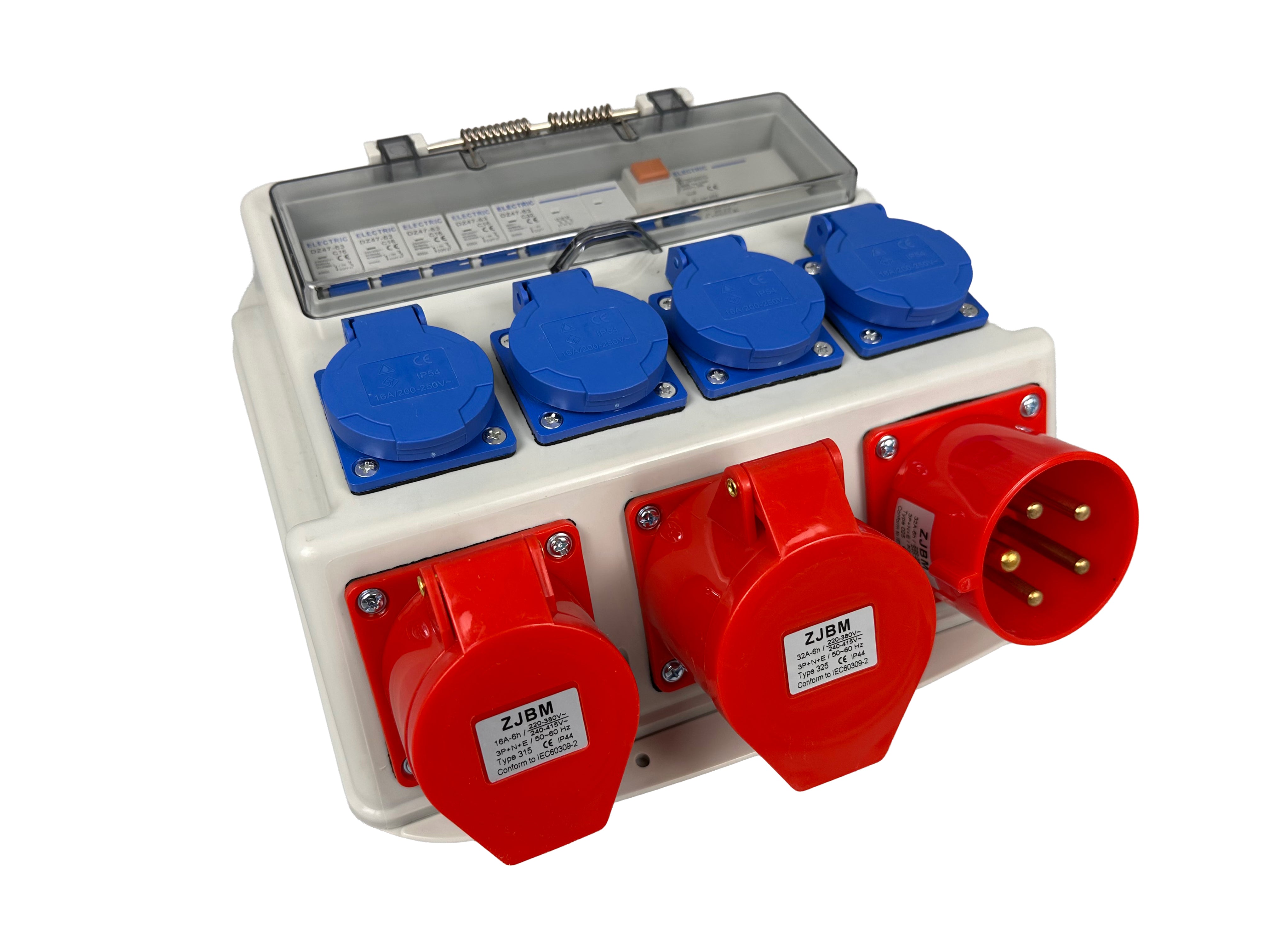 IPARI CSATLAKOZÓ – ELOSZTÓ DOBOZ GUMIROZOTT KÁBELLEL 3 X 400 V 4 X 230 V IP44