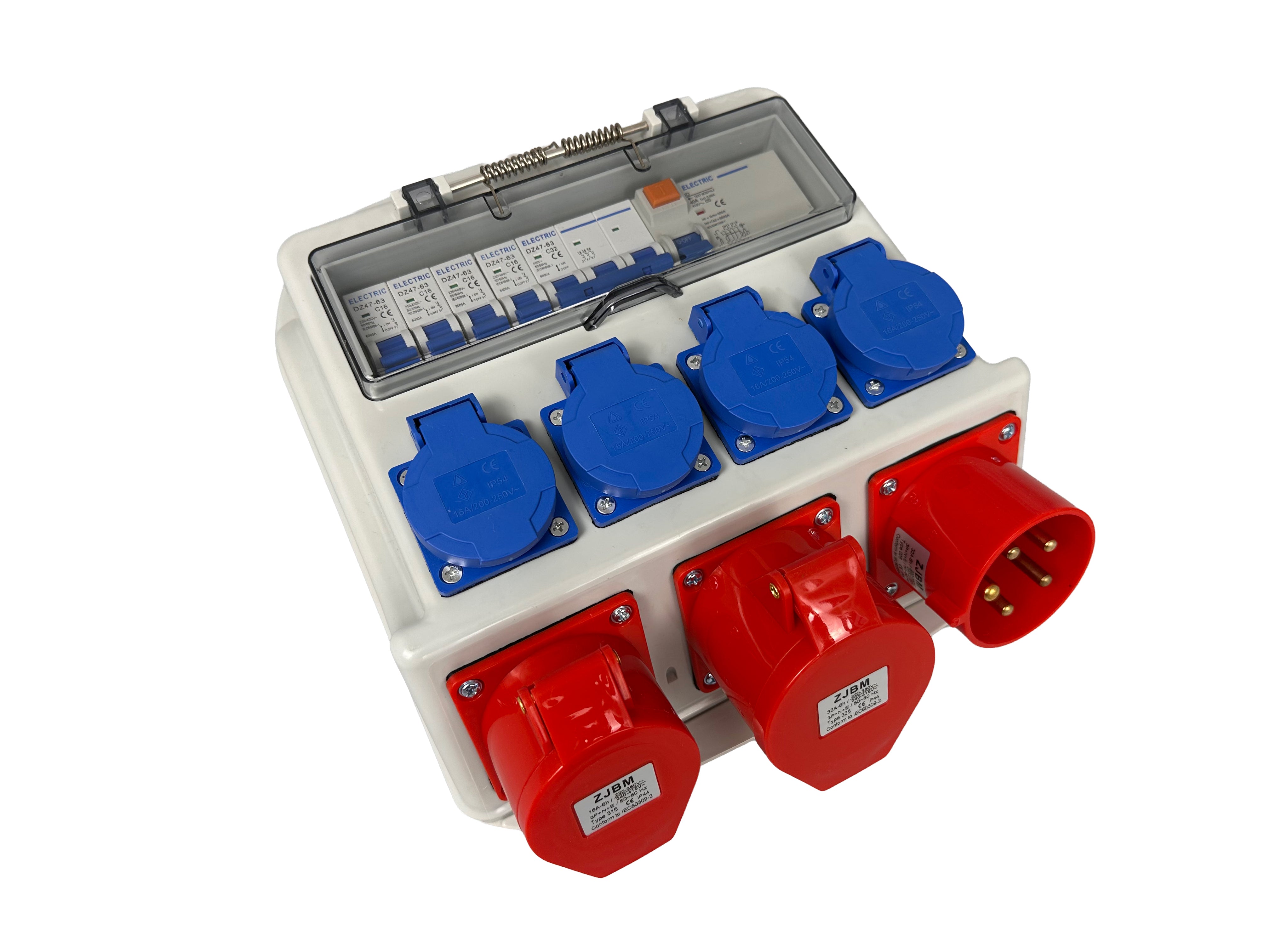 IPARI CSATLAKOZÓ – ELOSZTÓ DOBOZ GUMIROZOTT KÁBELLEL 3 X 400 V 4 X 230 V IP44