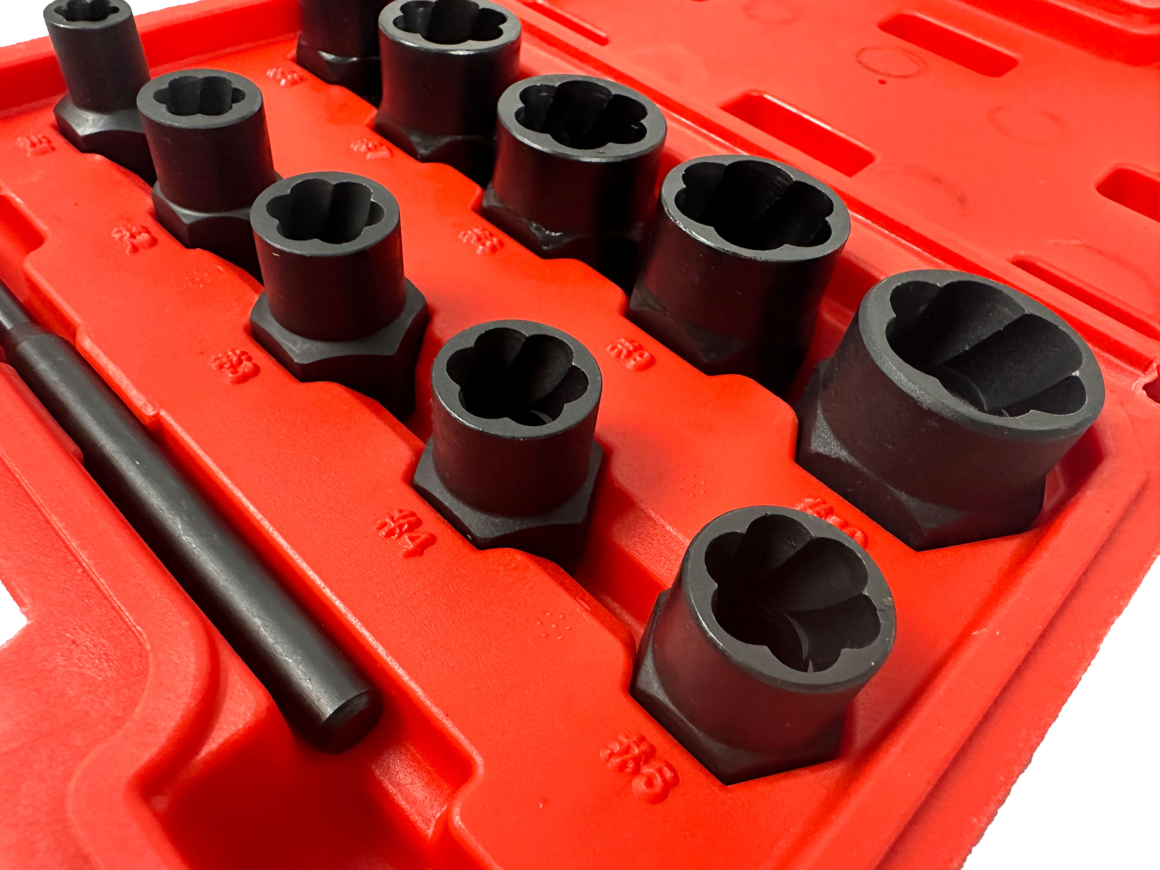 SÉRÜLT CSAVAR ELTÁVOLÍTÓ DUGÓKULCS KÉSZLET 9-19 MM 11 DB GEBO TOOLS