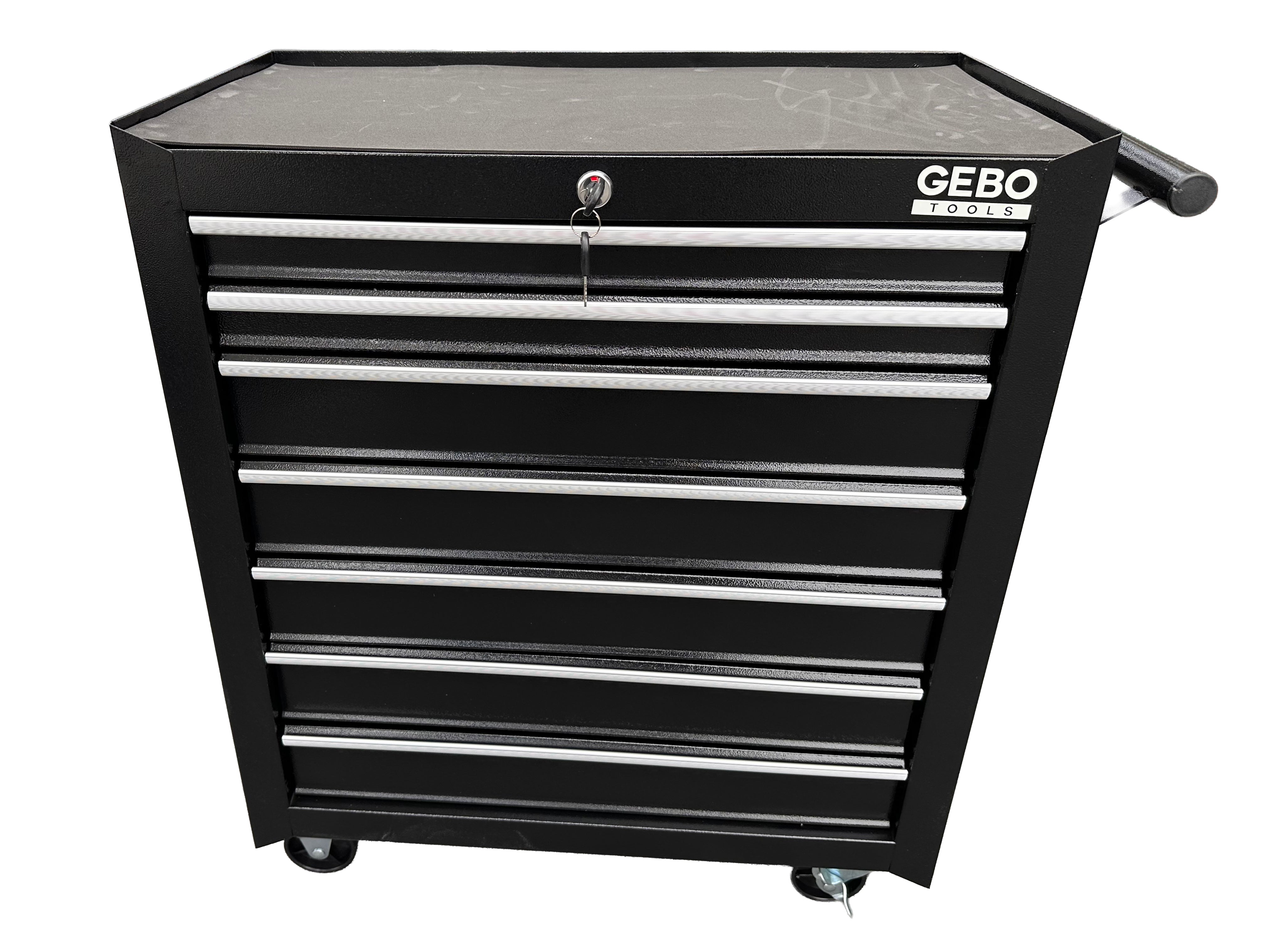 ÜRES FÉM SZERSZÁMOS KOCSI - SZERSZÁMOS SZEKRÉNY 7 FIÓKOS, FEKETE, KEREKEKKEL 78 X 62 X 33 CM GEBO TOOLS