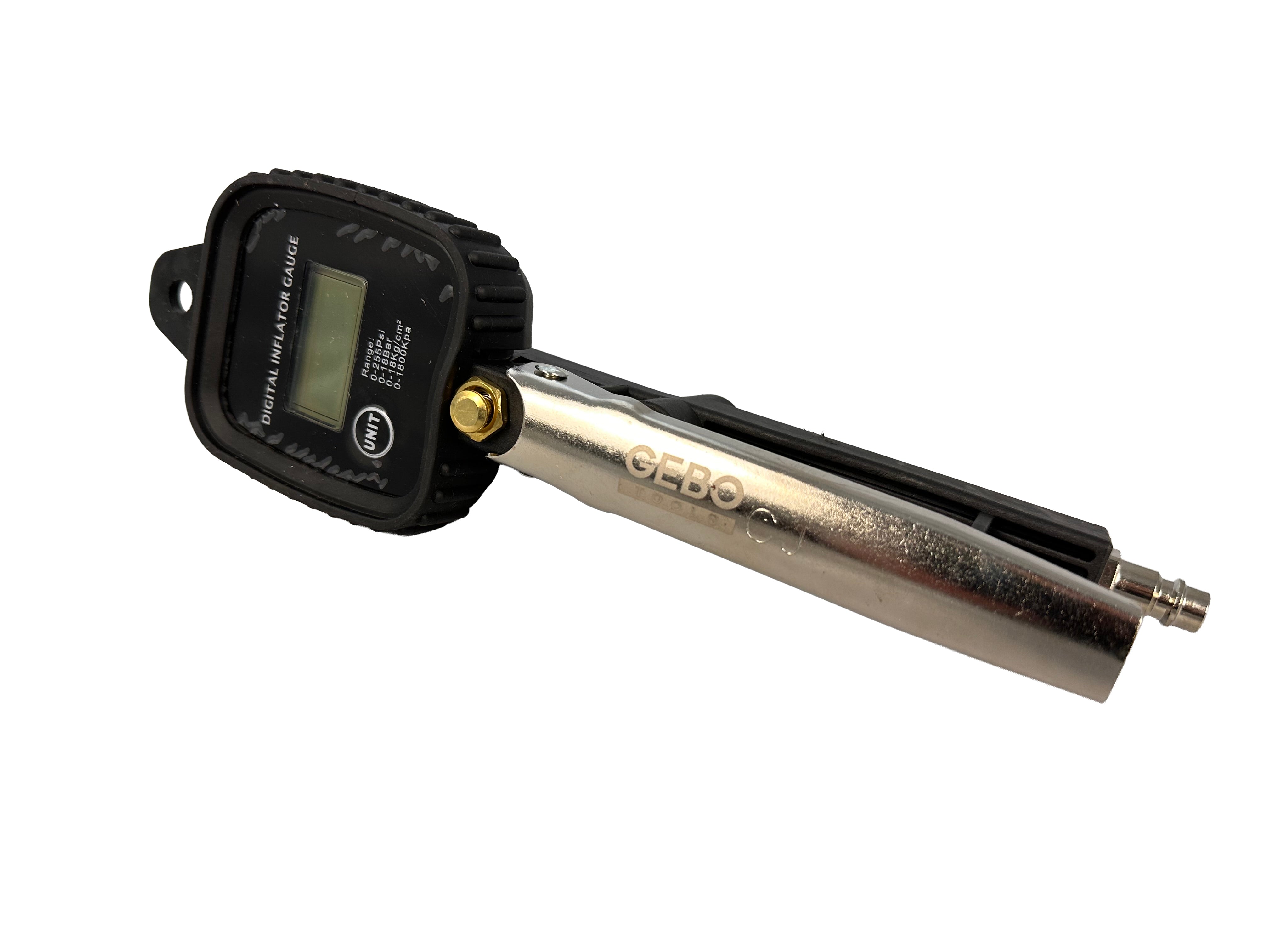 KERÉKFÚJÓ PISZTOLY DIGITÁLIS NYOMÁSMÉRŐVEL 0-255 PSI GEBO TOOLS