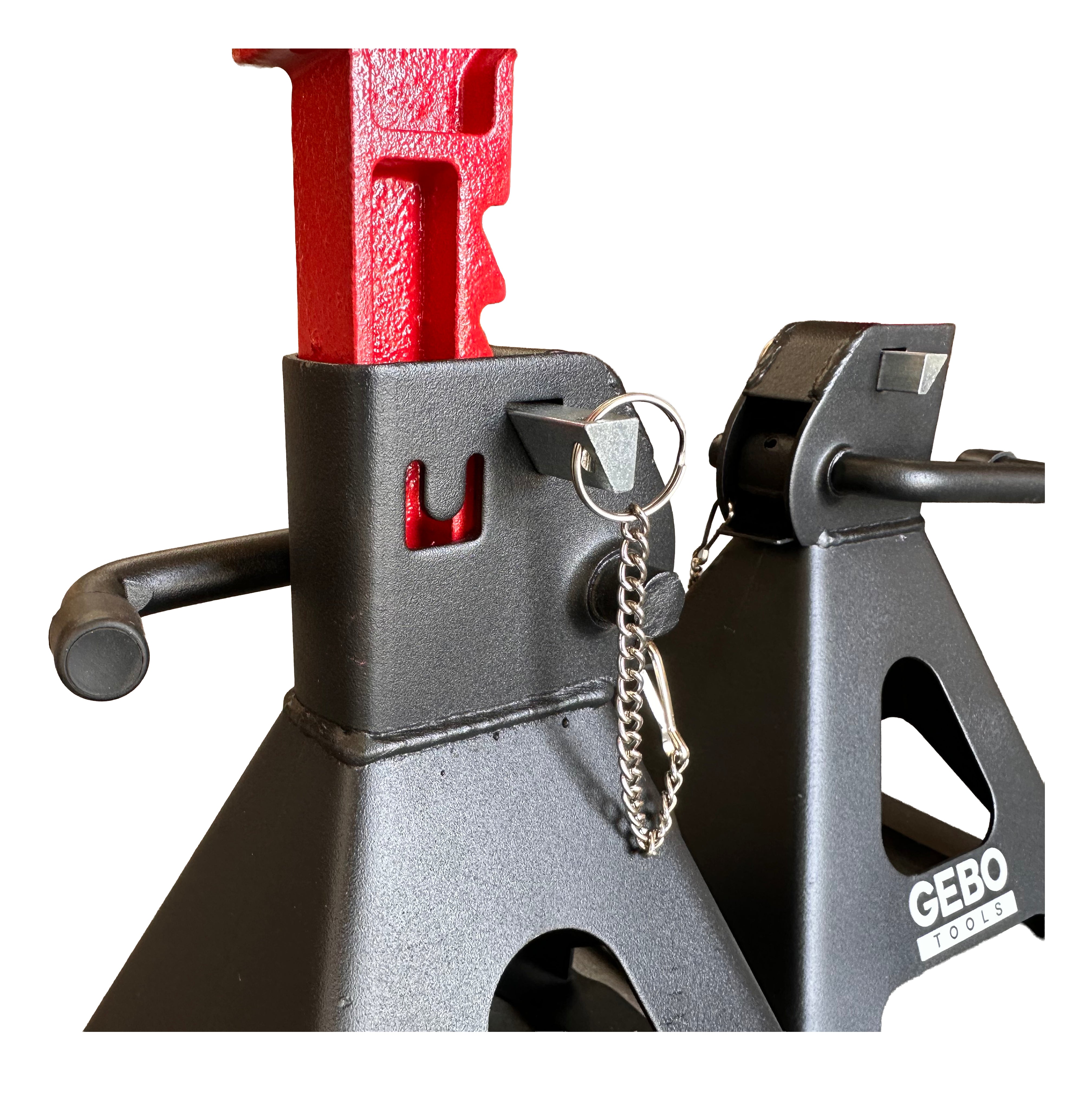 TARTÓBAK KÉSZLET 2 DB 3 T 29.5-43 CM DUPLA BIZTOSÍTÓVAL ÉS AUTÓKÜSZÖB VÉDŐ GUMI TAMPONNAL GEBO TOOLS