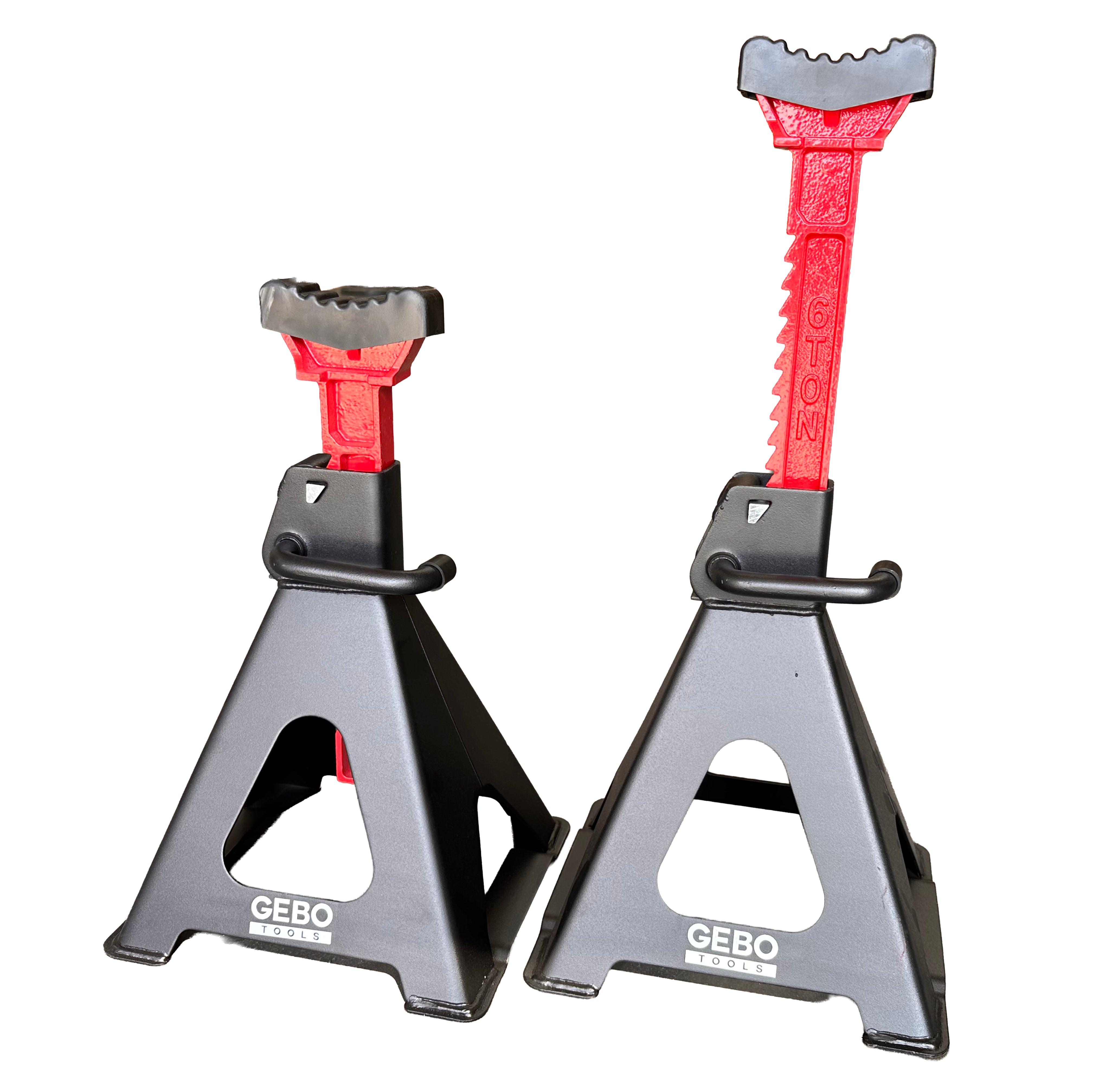 TARTÓBAK KÉSZLET 2 DB 6 T 39-60 CM DUPLA BIZTOSÍTÓVAL ÉS AUTÓKÜSZÖB VÉDŐ GUMI TAMPONNAL GEBO TOOLS