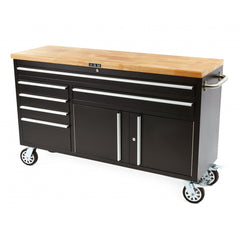 PROFESSZIONÁLIS FÉM SZERSZÁMOS SZEKRÉNY, TÖMÖR FA MUNKALAPPAL, 152 CM HBM