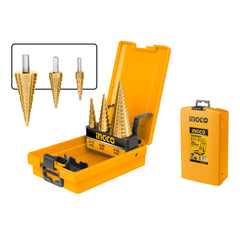 LÉPCSŐS FÚRÓ KÉSZLET 3 DB 4-32MM INGCO