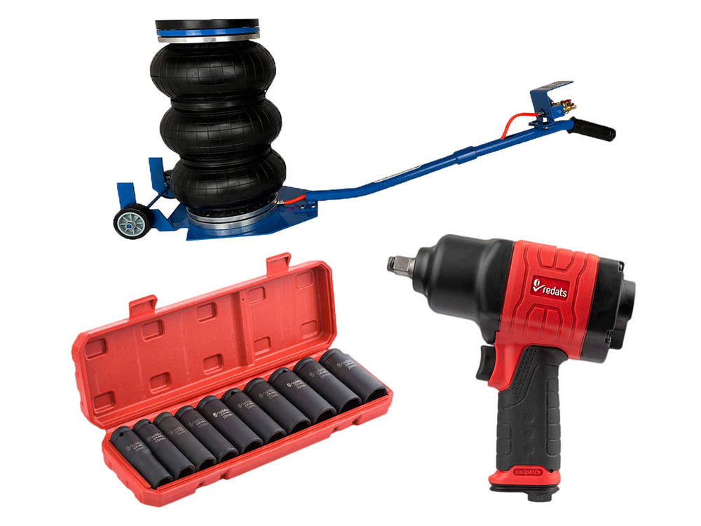 Pneumatikus légpárnás emelő 3.5T GEBO TOOLS + légkulcs + dugókulcs készlet