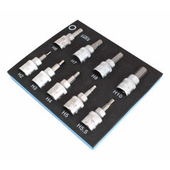 SZERSZÁMOS SZEKRÉNY – SZERSZÁMOS KOCSI HABSZIVACS MODUL HATSZÖGLETŰ IMBUSZ BIT KÉSZLETTEL H2–H10 9 DB 3/8''