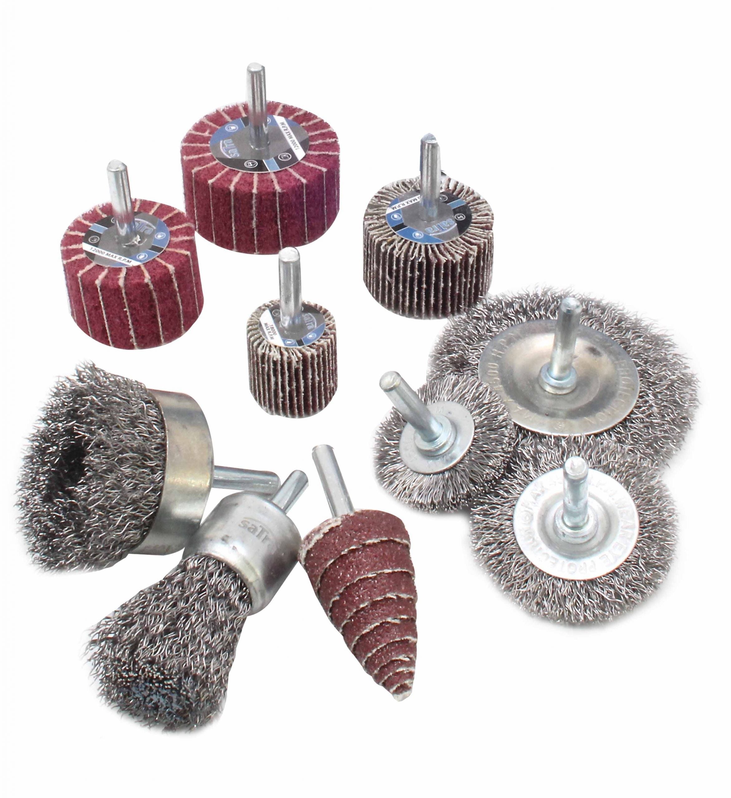 DRÓTKEFE ÉS LAMELLÁS CSISZOLÓKORONG KÉSZLET FÉM ÉS FA CSISZOLÁSÁHOZ 10 DB