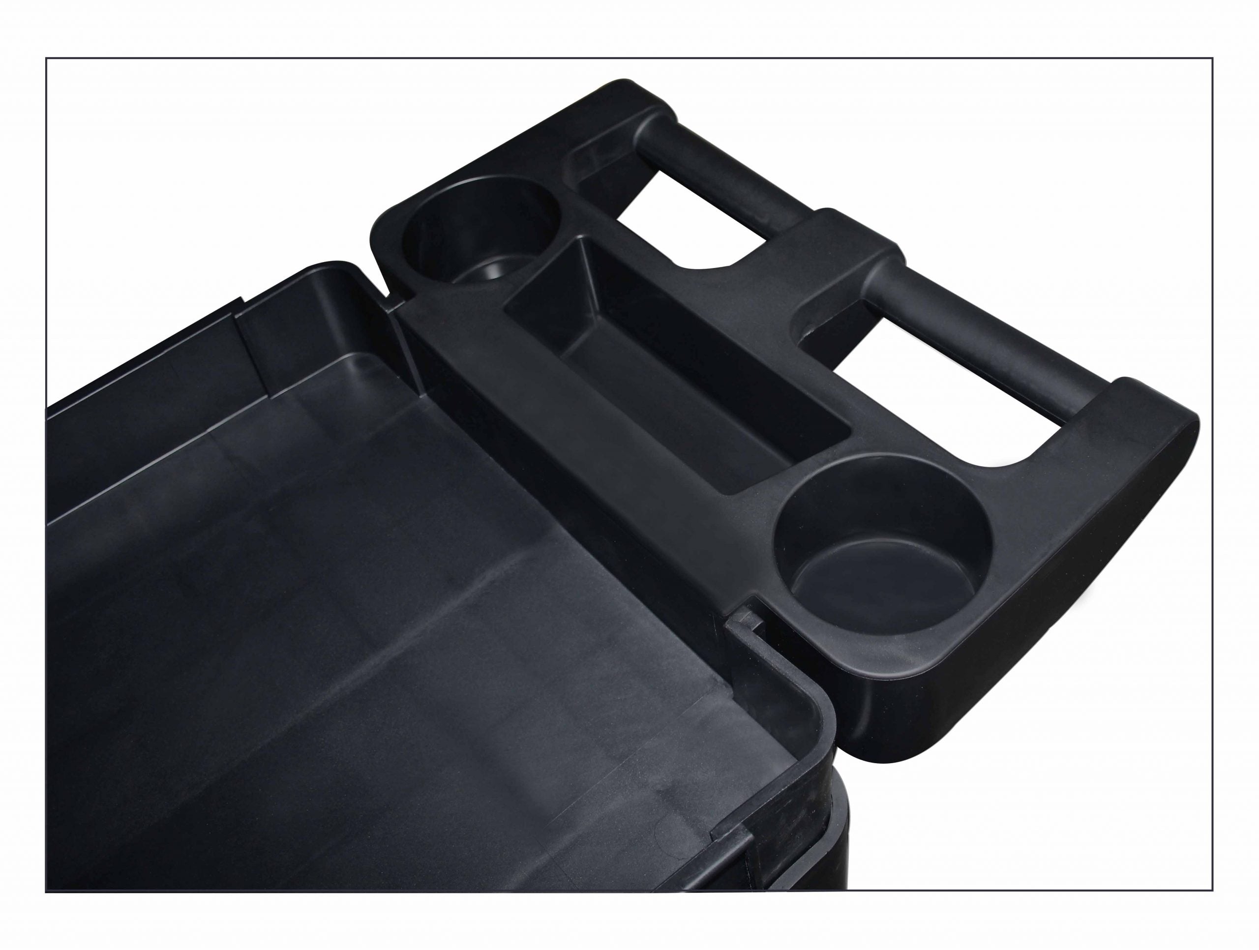 SZERSZÁMOS KOCSI STRAPABÍRÓ MŰANYAGBÓL, 3 POLCCAL, 250 KG TEHERBÍRÁSSAL, FOGANTYÚKKAL ÉS FORGÓ KEREKEKKEL, 69,5×41×90,5 CM