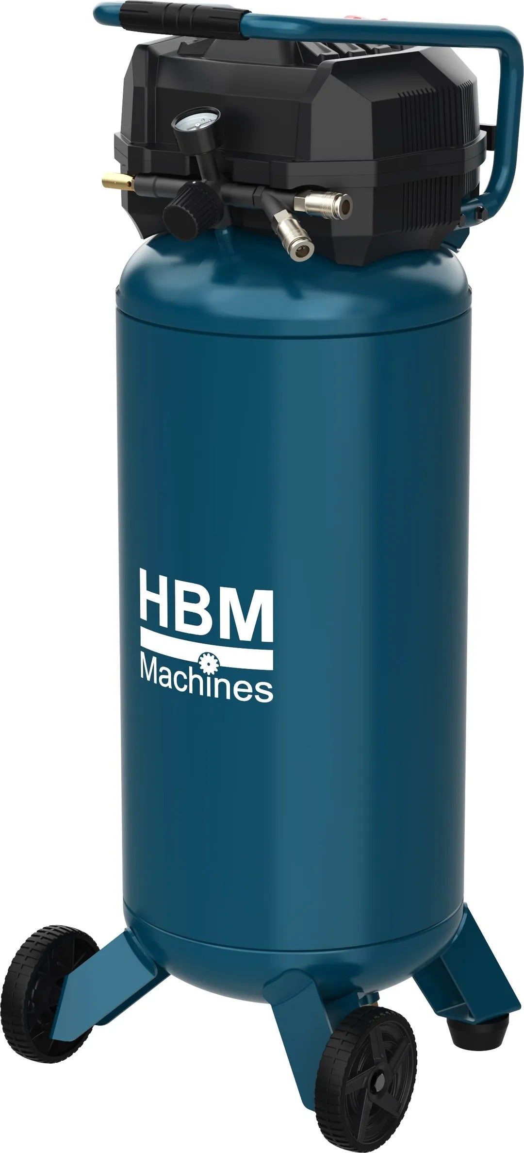 FÜGGŐLEGES KOMPRESSZOR HBM HOLLANDIA 50L OLAJMENTES 10 BAR 180 L/PERC CSENDES GÖRGŐKKEL ÉS FOGANTYÚVAL ALACSONY KARBANTARTÁSI IGÉNNYEL