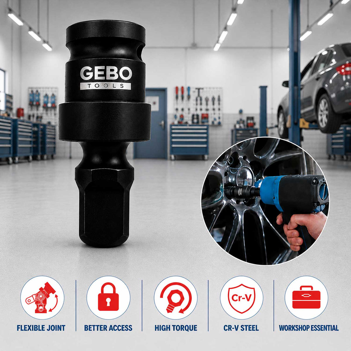 Csuklós gépi adapter 1/2" GEBO TOOLS