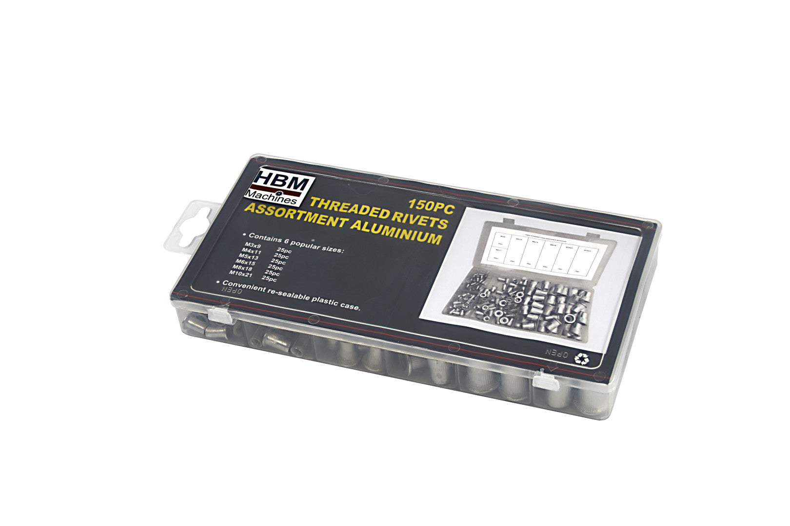 Aluminium szegecsanya készlet - 150 db