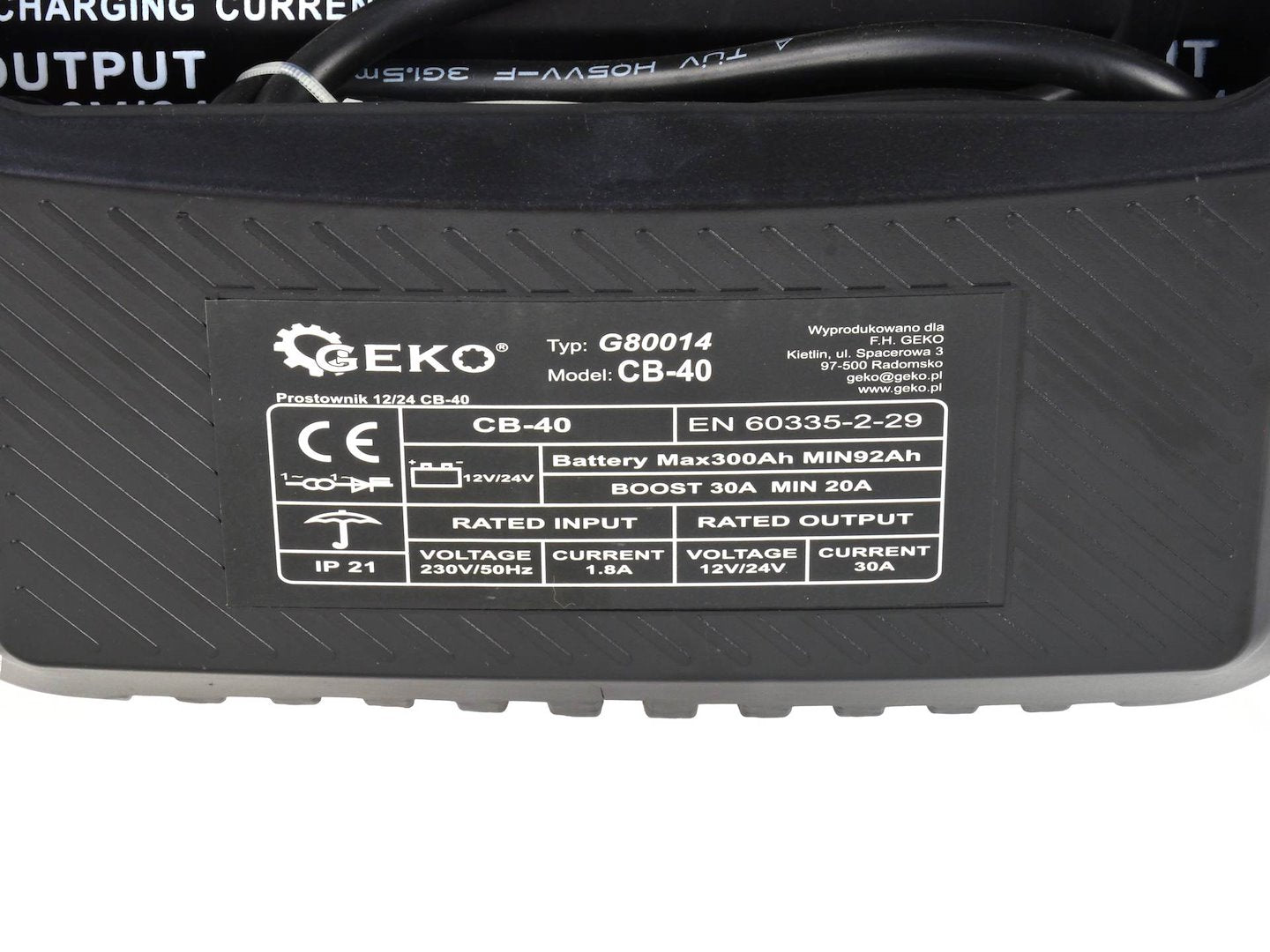Autó akkumulátor töltő 12/24V cb-40 20–30a 60–240 ah akkumulátorokhoz GEKO