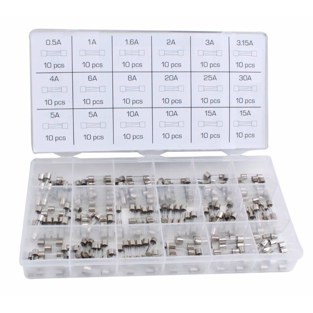 Autó biztosíték készlet 5 x 20mm 180 db