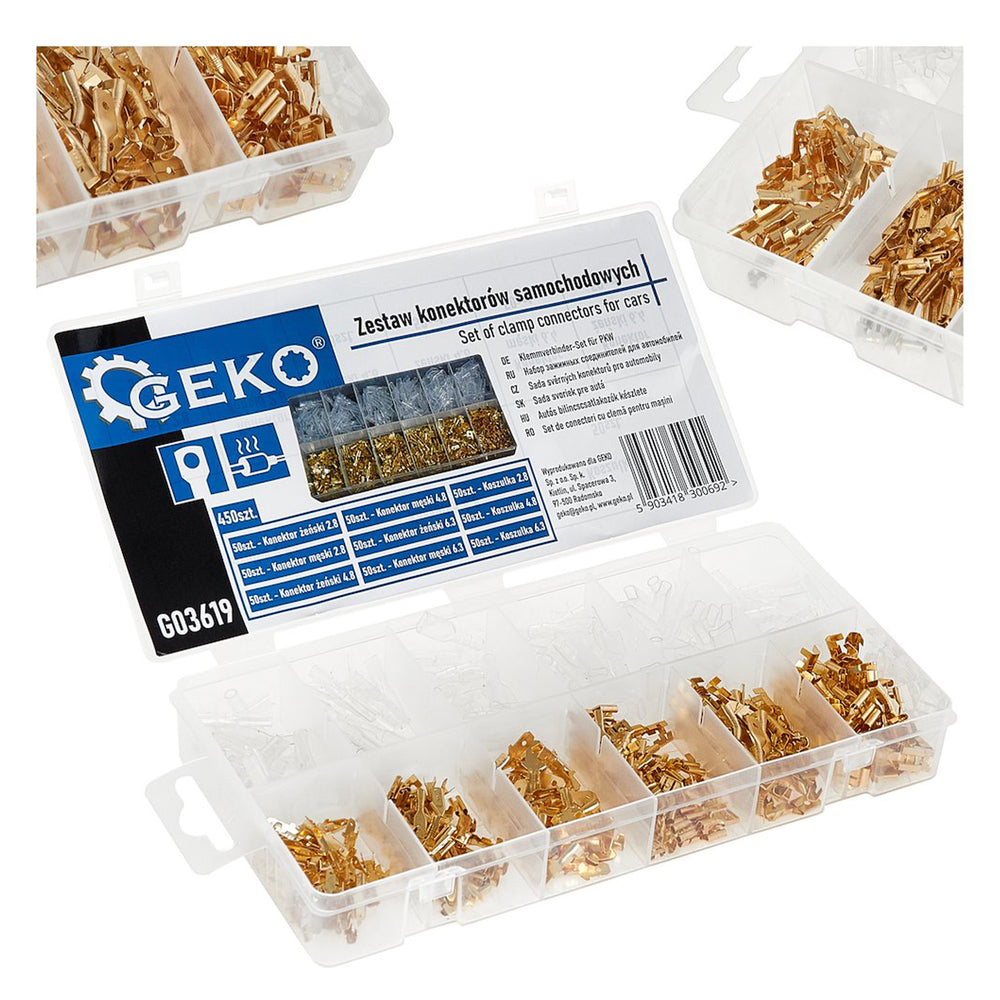 Autókábel csatlakozó készlet 450 db 2.8-6.3 mm GEKO