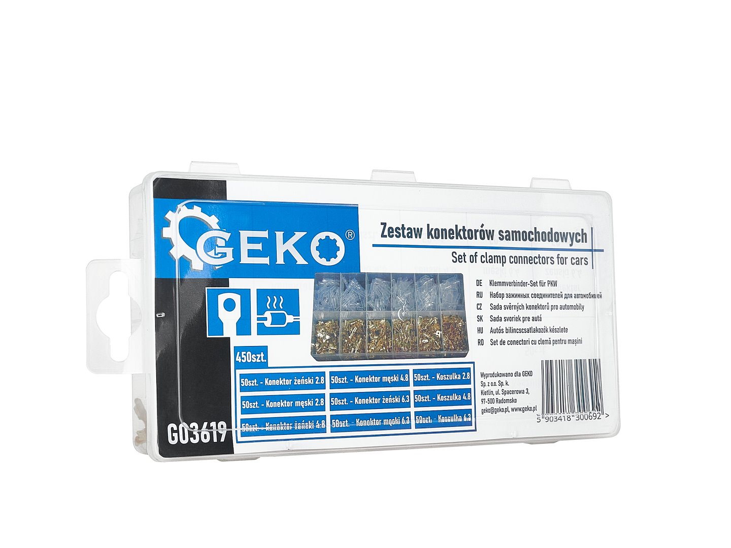 Autókábel csatlakozó készlet 450 db 2.8-6.3 mm GEKO