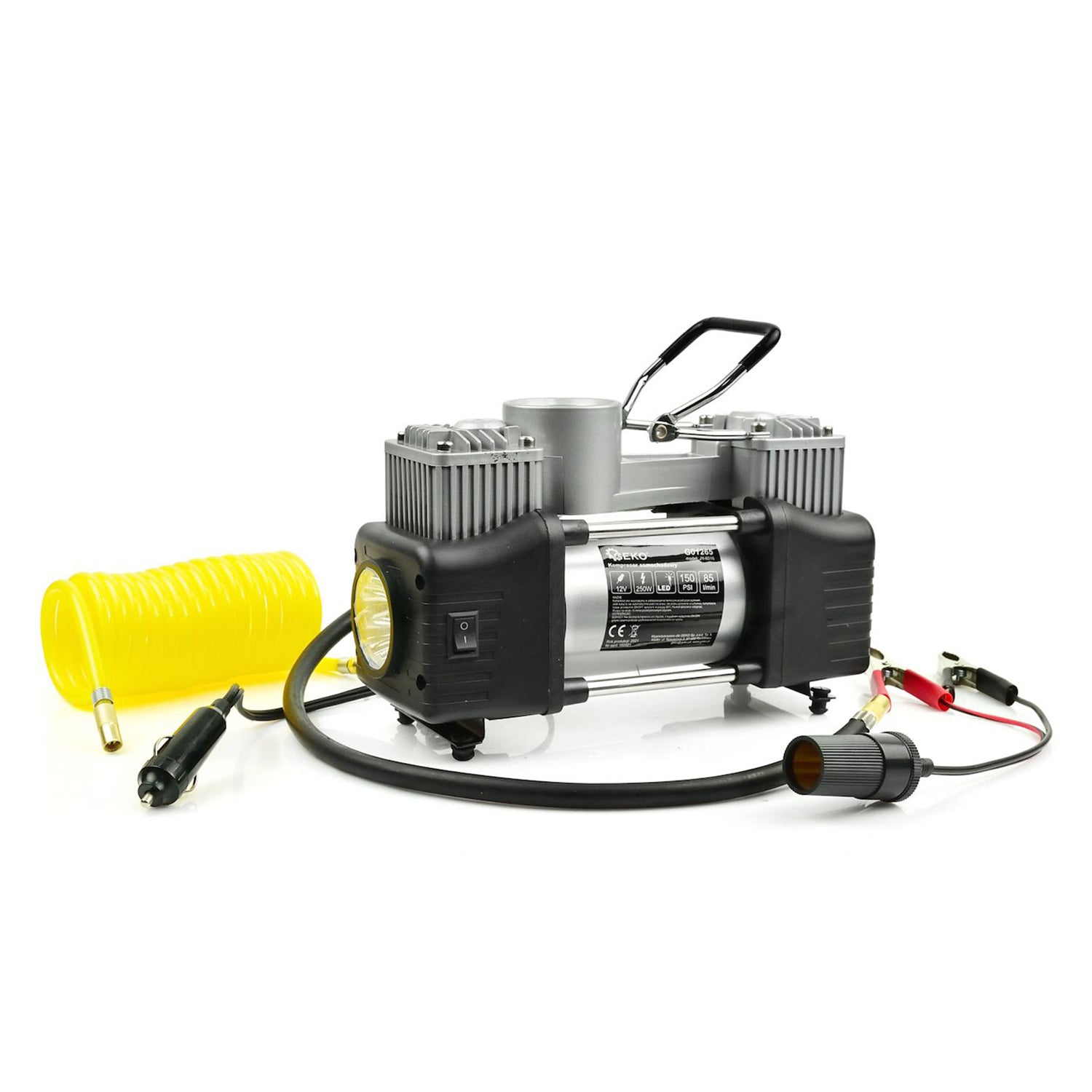 Autós kompresszor 12 v 250 w beépített lámpával GEKO