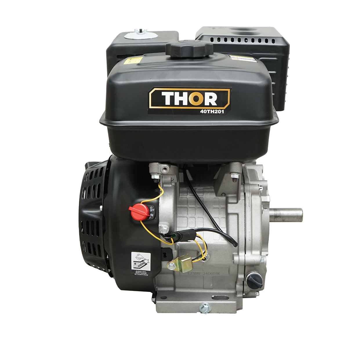 BENZINMOTOR, 4 ÜTEMŰ, 13LE, 25 MM-ES BÜTYKÖS TENGELY, 389 CM3, THOR KÖTÉLINDÍTÓVAL THOR