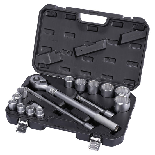 Bihexagonális dugókulcs készlet 12 pontos 3/4″ 19–50 mm 16 db