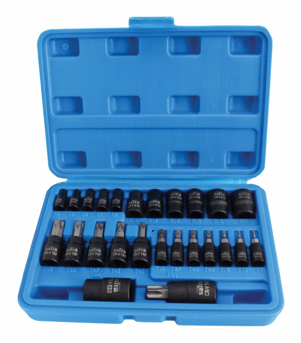 Bit TORX t8-t60 dugókulcs készlet e profil e4-e20 1/4 3/8 1/2 25 db