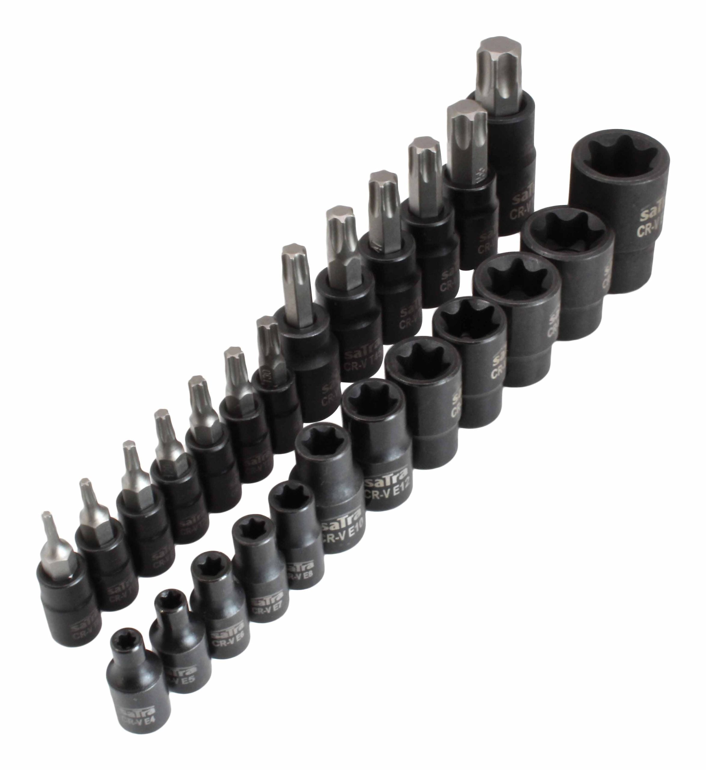 Bit TORX t8-t60 dugókulcs készlet e profil e4-e20 1/4 3/8 1/2 25 db