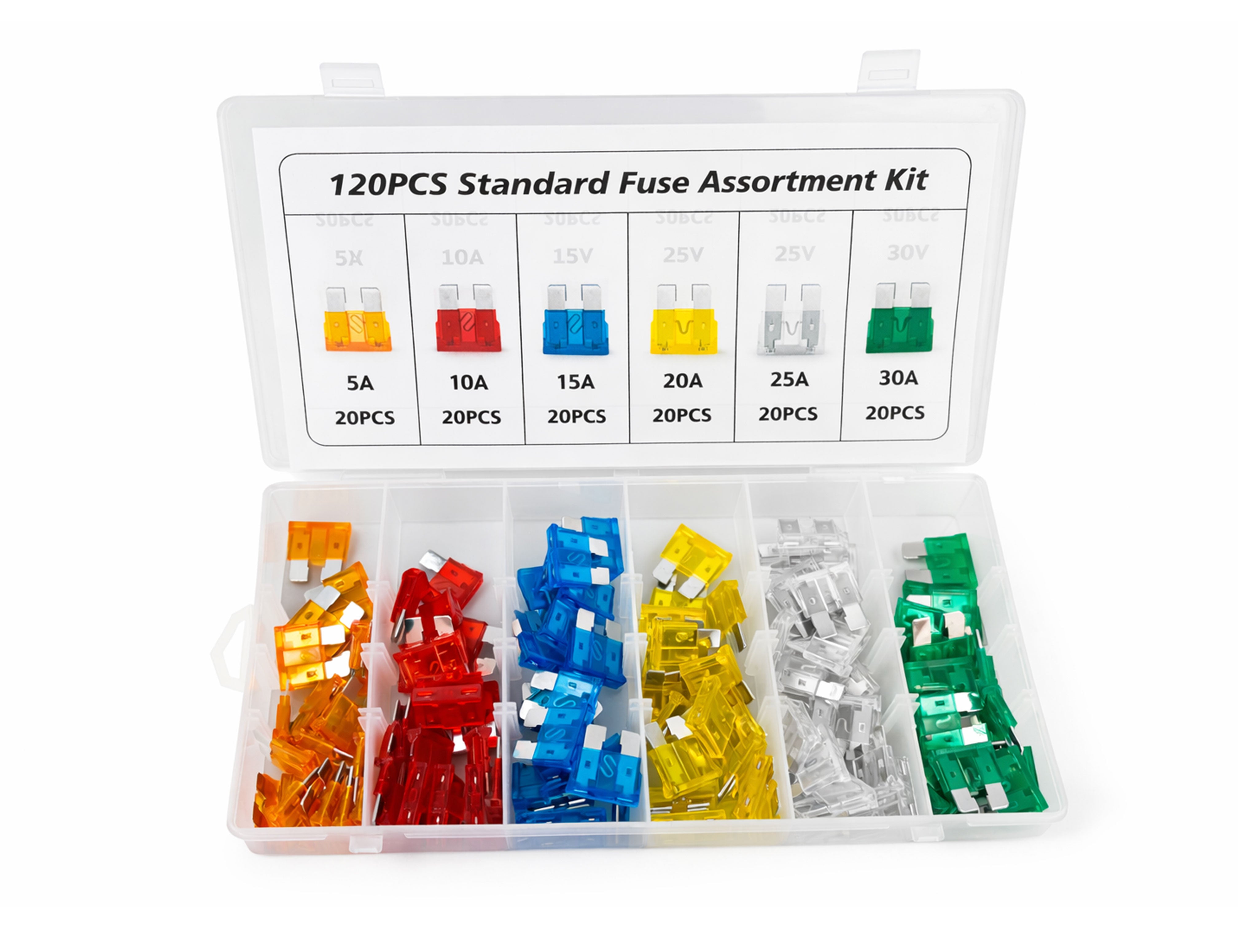 Biztosíték készlet autókhoz 5-30 amp 120 darab GEBO TOOLS