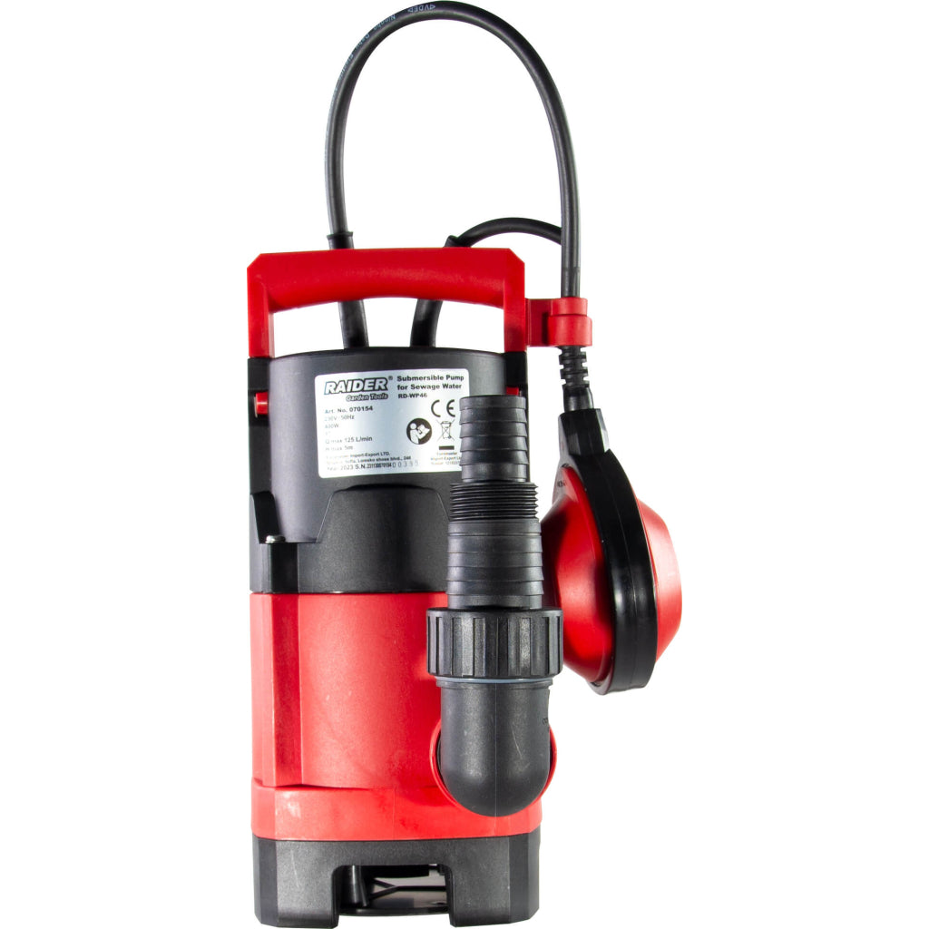 Búvárszivattyú szennyezett vízhez 400 w 1" 125 l/perc 25 mm RAIDER