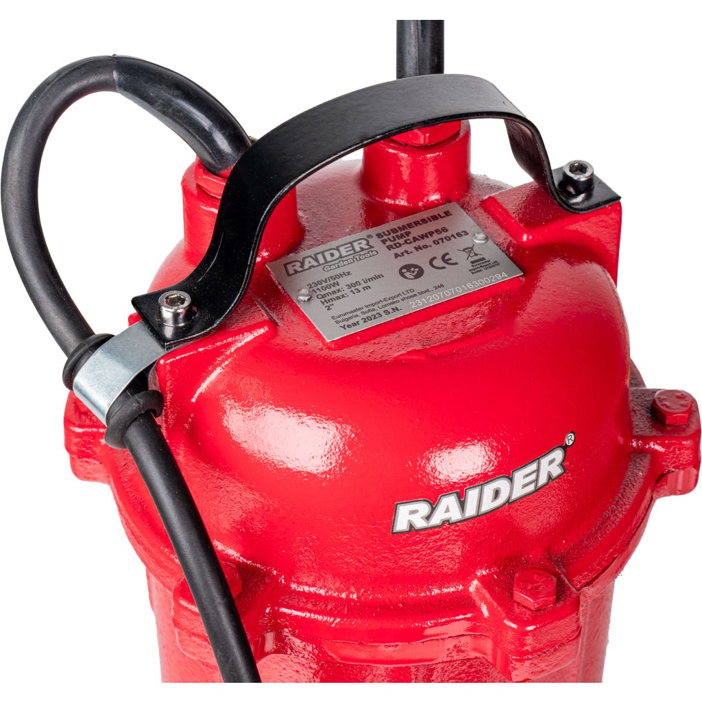 Búvárszivattyú szennyezett vízhez darálóval 1100W 1" 300L/perc 13m RAIDER rd-cawp56