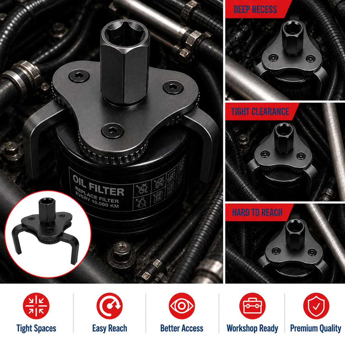 Olajszűrő kulcs 3 kar 62-120 mm GEBO TOOLS