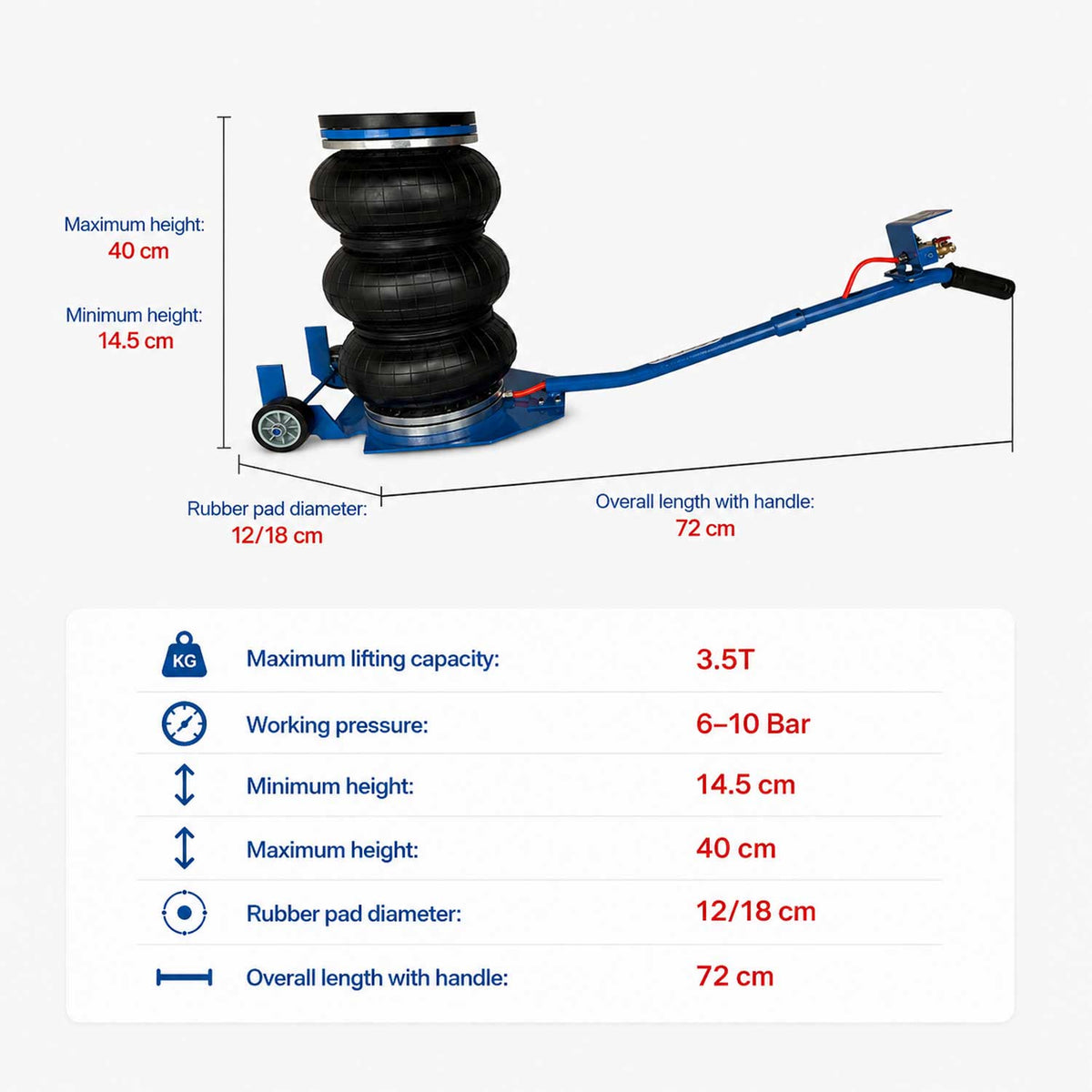 Pneumatikus légpárnás emelő 3.5T GEBO TOOLS