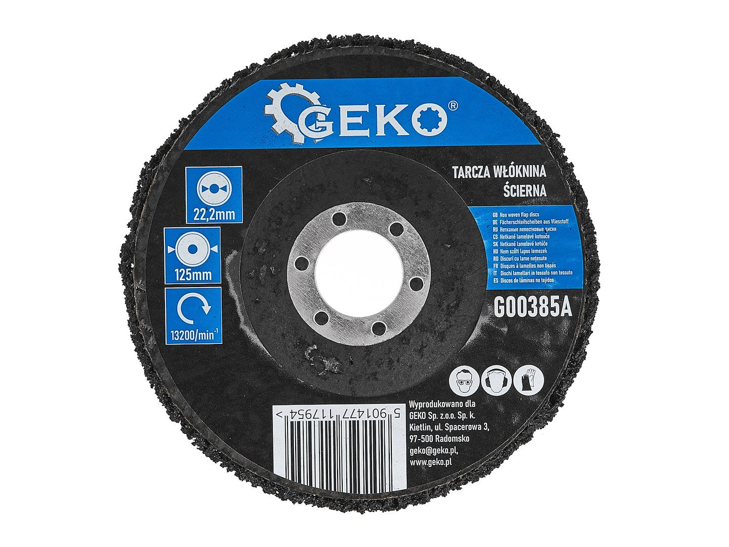Csiszolókorong 125 x 22,2 mm clean&strip, fém, rozsdamentes acél és műanyag tisztításához GEKO