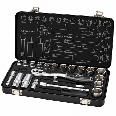 RACSNIS DUGÓKULCS KÉSZLET 3/8 24 DB XP TOOLS HOLLANDIA
