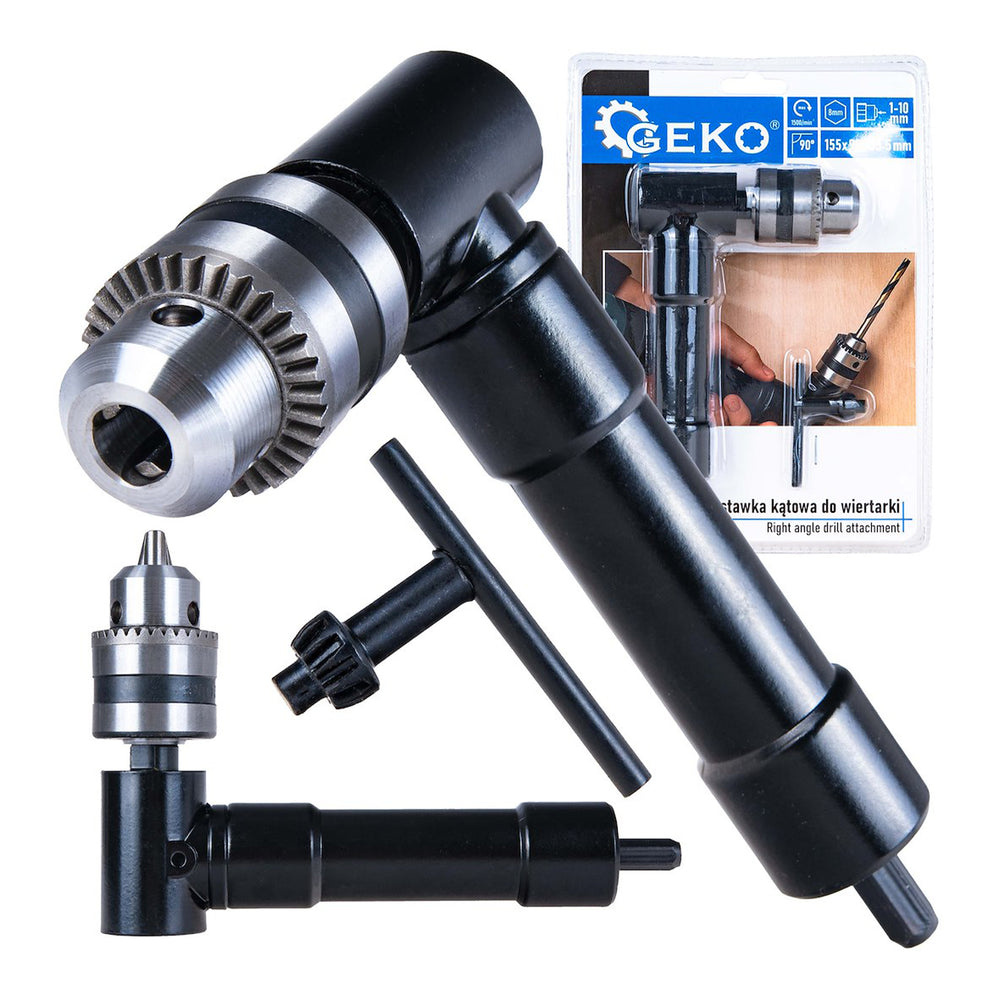 Derékszögű adapter fúró- és csavarbehajtó gépekhez 1-10 mm GEKO