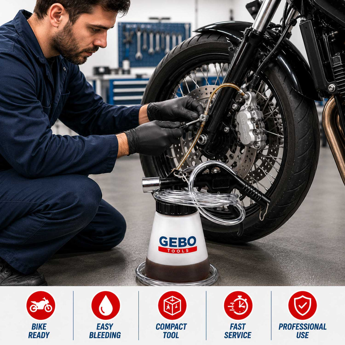 Fékfolyadék légtelenítő és cserélő készülék GEBO TOOLS