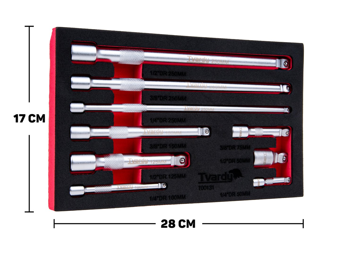 Dugókulcs hosszabbító készlet 9 db 1/4" 3/8" 1/2" CRV