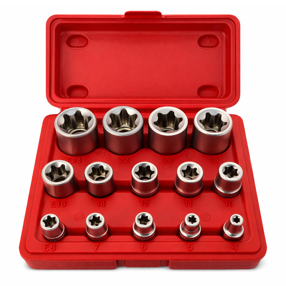 Dugókulcs készlet e profil e4-e24 1/4 3/8 1/2 14 db GEBO TOOLS