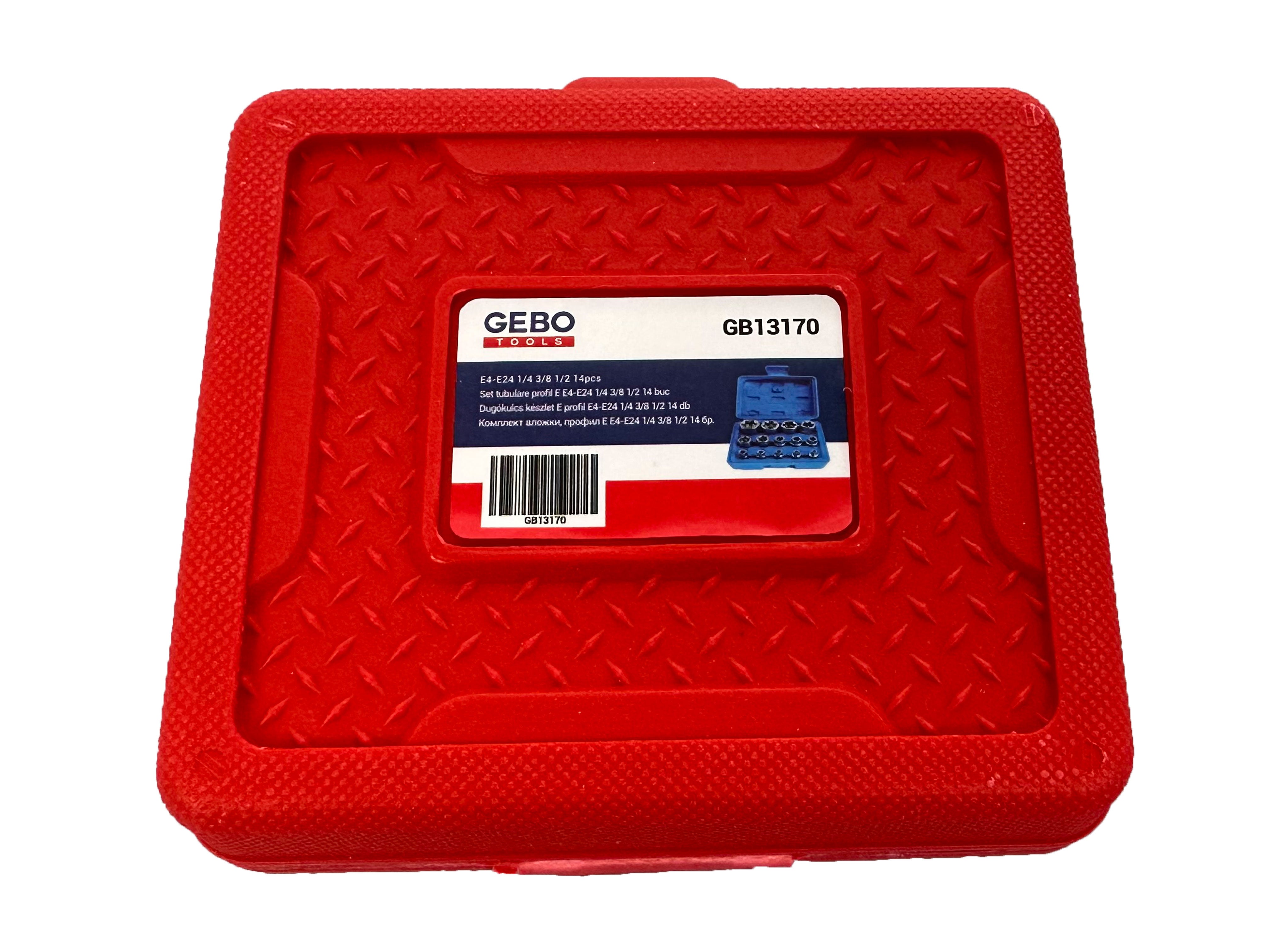 Dugókulcs készlet e profil e4-e24 1/4 3/8 1/2 14 db GEBO TOOLS