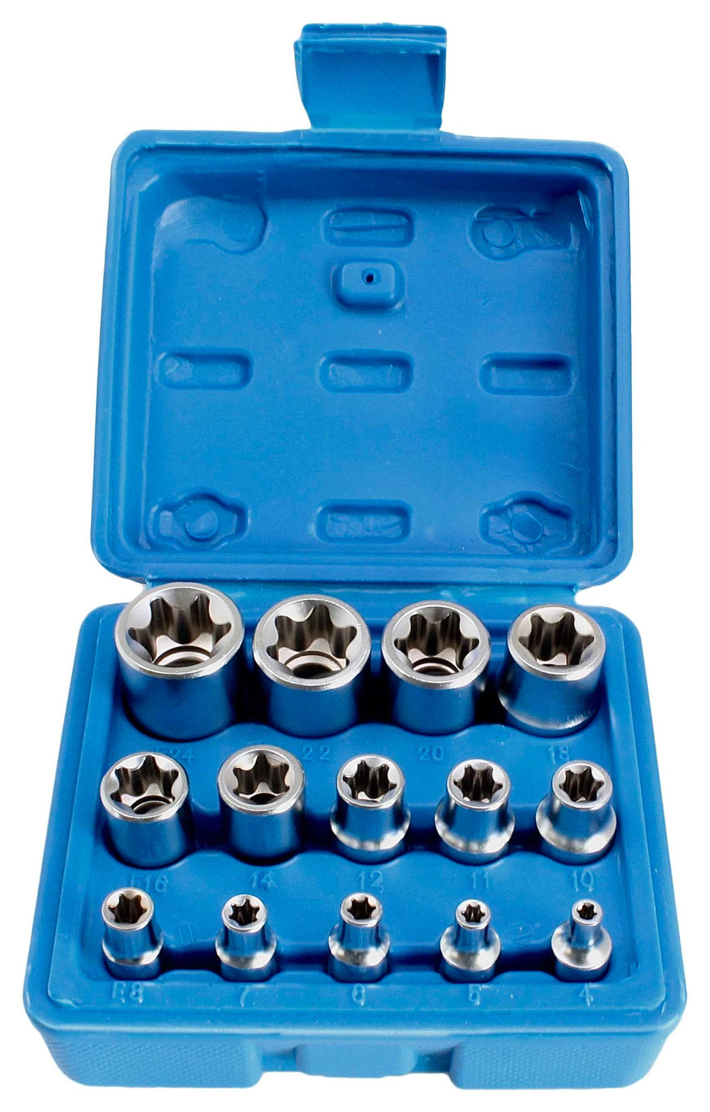 Dugókulcs készlet e profil e4-e24 1/4" 3/8” 1/2" 14 db