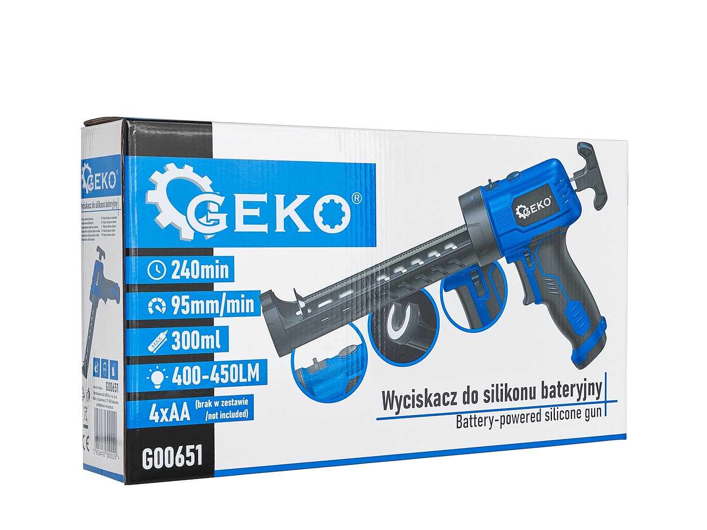 Elektromos szilikon kinyomó pisztoly LED-el 6 v GEKO