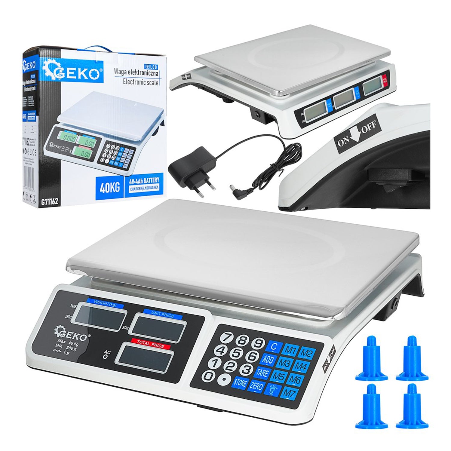 Elektronikus mérleg LCD kijelzővel 40 kg GEKO