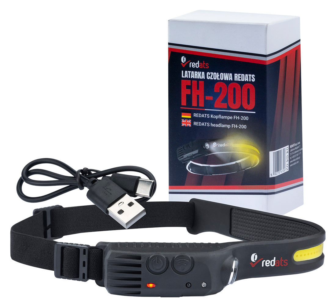 LED FEJLÁMPA FH-200 ÉRZÉKELŐVEL LED SZALAG ÚJRATÖLTHETŐ 1200mAh
