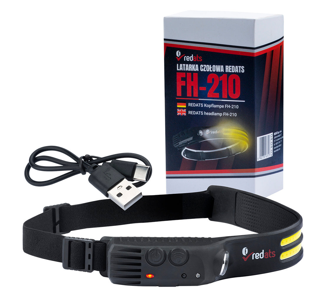 LED FEJLÁMPA FH-210 ÉRZÉKELŐVEL 2 LED SZALAG ÚJRATÖLTHETŐ 1200mAh